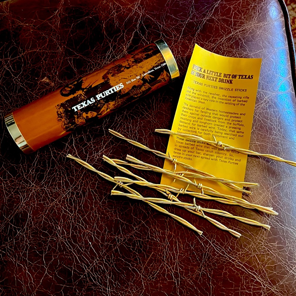 Texas Purties 24K Gold Plated Barbed Wire Swizzle Sticks
